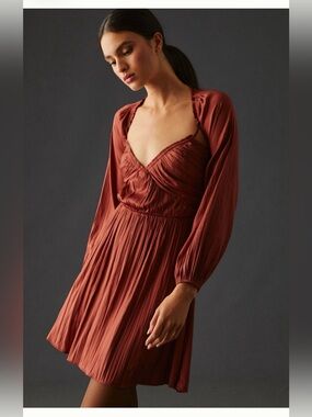 Anthropologie Shirred Cutout Dress